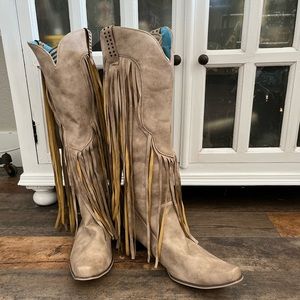 SOLD. New Boots, Tan Fringe